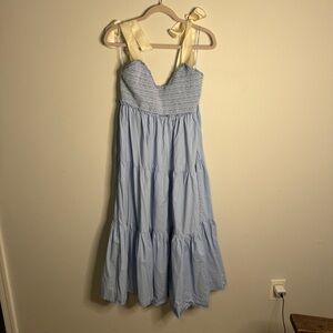 Light Blue Sleeveless Dress with Cream Straps